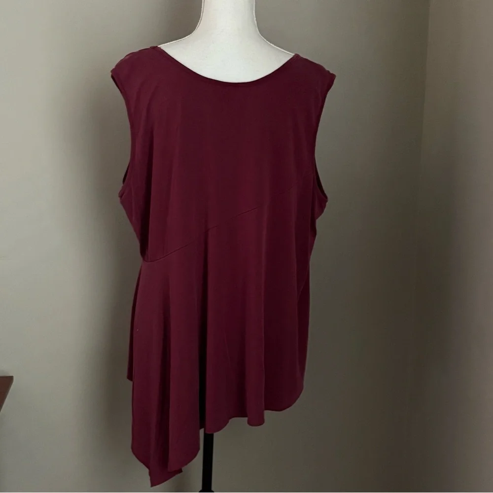 H.I.P. HIP Women's Size 3X Top Tunic Sleeveless Tank Asymmetric Burgundy - Picture 6 of 11
